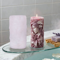 3D Female Bust Floral Scented Candle Silicone Mold for DIY Desktop Decor