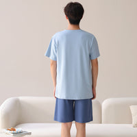 Men's Lyocell Short Sleeve & Shorts Pajama Set Casual Loungewear