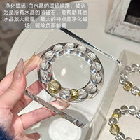 Natural Clear White Crystal Bracelet for Wealth and Good Fortune, High-Quality Energy White Crystal Hand String