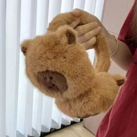 Cute Capybara Plush Earmuffs for Winter, Thickened Windproof and Cold-Proof Ear Warmers