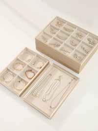 Velvet Jewelry Display Tray with Lid for Necklaces, Bracelets, Earrings, and Rings