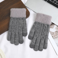 Winter Touchscreen Knitted Gloves with Plush Lining for Outdoor Cycling and Warmth