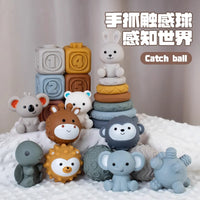 Baby Sensory Stacking Toys - Soft Rubber Blocks, Rainbow Tower, and Textured Balls for Early Education