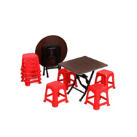 Dollhouse Miniature Foldable Dining Table and Chairs Set for Kids