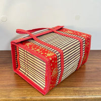 Chinese Retro Bamboo Woven Portable Folding Hand Basket for Camping & Bento Storage