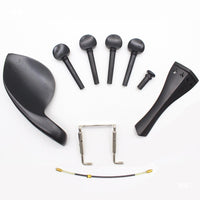 Violin Jujube Wood and Ebony Parts Set - Pegs, Tailpiece, Chin Rest, Endpin, Tailgut