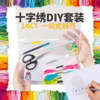 Plastic Mesh Canvas Kit for Cross Stitch & DIY Crafts with Storage Box