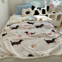Cute Panda Patterned Sherpa Fleece Blanket, Thick Warm Milk Velvet Throw for Sofa & Napping