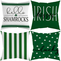 St. Patrick's Day Irish Print Linen Throw Pillow Cover for Sofa Decor