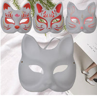 Japanese Style Hand-Painted Fox Half-Face Mask for Cosplay and Masquerade