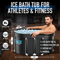 Portable Ice Bath Tub for Athletes with Aluminum Alloy Stand, Foldable Cold Plunge Barrel for Muscle Recovery