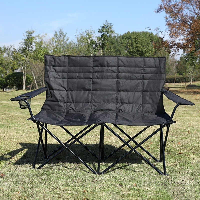 Outdoor Portable Folding Double Beach Chair with Armrests, Aluminum Alloy Frame for Camping & Travel