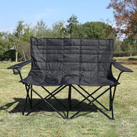 Outdoor Portable Folding Double Beach Chair with Armrests, Aluminum Alloy Frame for Camping & Travel
