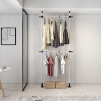 Adjustable Tension Rod Garment Rack for Door Back or Entryway, Floor-to-Ceiling Clothes Hanger Storage