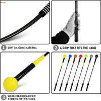 Golf Swing Trainer Stick Silicone Warm-up Strength Training Aid