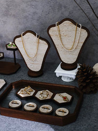 Travertine Jewelry Display Stand Necklace Organizer Tray for Photography Props