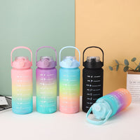 Large Capacity Frosted Plastic Water Bottle Set with Scale for Sports and Outdoor Activities