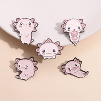Cute Axolotl Animal Alloy Brooch Pin Cartoon Salamander Lapel Pin for Clothing and Bags