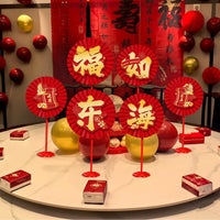 Longevity Celebration Paper Fan Flower Table Decor for Senior Birthday Parties