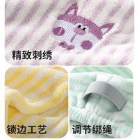 Quick Dry Hair Towel Wrap for Women, Super Absorbent Microfiber Hair Drying Cap with Cute Cartoon Design