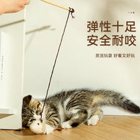 Interactive Cat Wand Toy with Bell and Mouse/Ball/Pumpkin/Fish Design for Kitten Exercise and Play