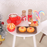 Miniature Christmas Coffee Cup & Cookie Ornaments for Dollhouse Decor