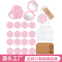 Rose Compact Mirror Double-Sided Magnifying Portable Folding Makeup Mirror for Women