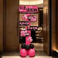 Birthday Party Decoration Kit with KT Board, Balloons, and Banners for Girls' Celebrations
