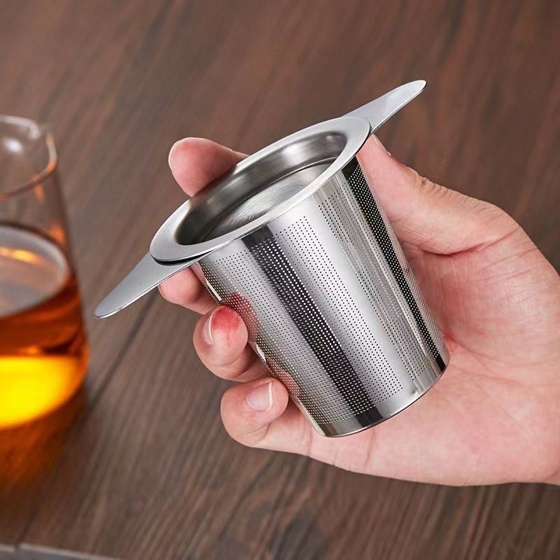 304 Food Grade Stainless Steel Tea Infuser with Lid and Double Handles, Large Capacity Tea Strainer Set