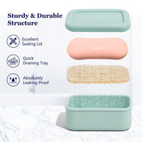 Silicone Travel Soap Dish with Drain Layer, Leakproof Portable Soap Holder for Bathroom Gym
