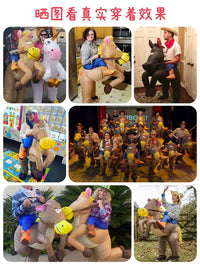 Inflatable Cowboy Rider Costume for Adults - Funny Party Cosplay Outfit