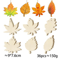 Thanksgiving Autumn Maple Leaf Pumpkin Squirrel Wooden Slice Hanging Ornaments for Party Decoration