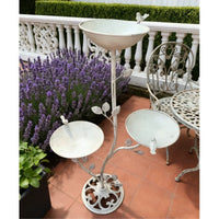 Outdoor Cast Iron Bird Feeder with 3 Trays and Pedestal for Garden Patio Decor