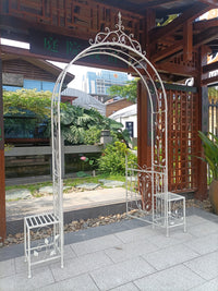 European Wrought Iron Garden Arch with Gate for Climbing Plants
