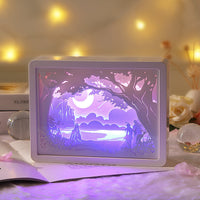Creative 3D Paper Carving LED Night Light with Mirror, DIY Material Kit for Valentine's Day, Birthdays, and Gifts