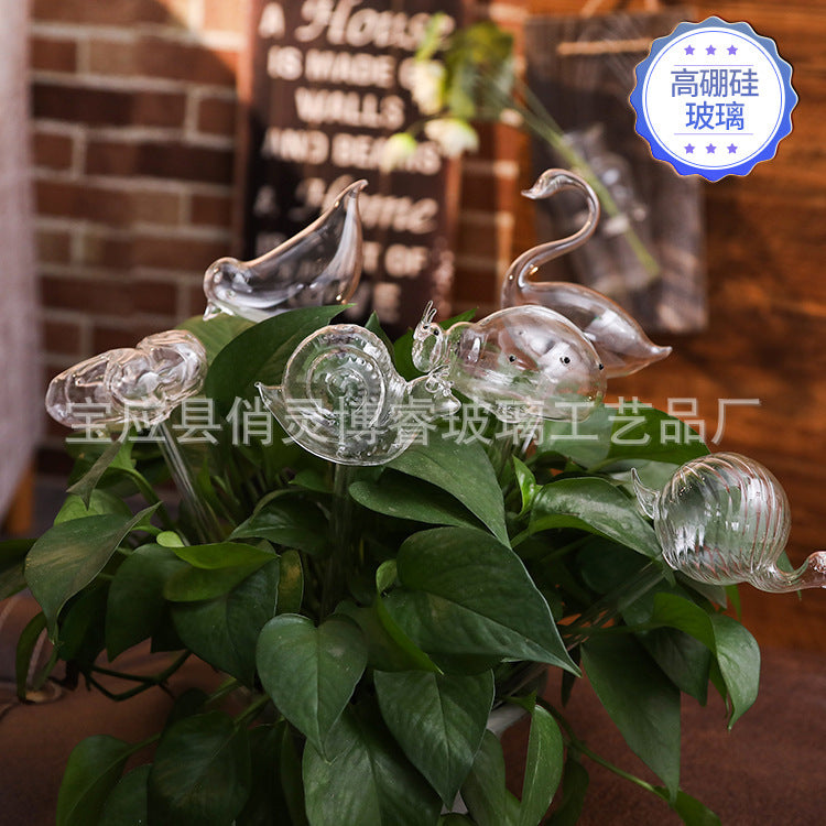 Automatic Self-Watering Glass Animal Plant Waterer for DIY Crafts