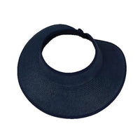 Women's Wide Brim Straw Sun Visor Hat for Ponytails, Foldable Beach Travel Empty Top Sun Hat