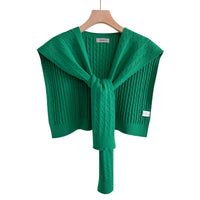 Knitted Solid Color Shawl Cardigan with Neck Protection