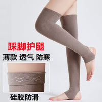 Unisex Thin Thermal Leg Warmers with Foot Stirrups for Knee and Calf Protection