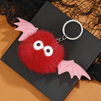 Halloween Bat Pom-Pom Keychain Silicone Bat Bag Charm Plush Monster Elf Keyring