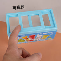 Miniature Supermarket Ice Cream Freezer Dollhouse Accessory for Kids