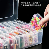 30-Grid Clear Storage Box with Lid for Perler Beads, Rubber Bands, and Jewelry