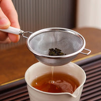 304 Stainless Steel Japanese Style Tea Infuser with Ceramic Handle for Kung Fu Tea Ceremony