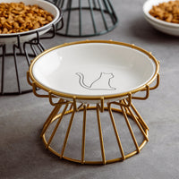 Elevated Ceramic Cat Food Bowl with Stand, Anti-Vomiting & Neck Protection Dish for Cats