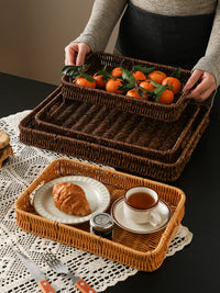 Handwoven Imitation Rattan Fruit Basket for Snacks and Bread