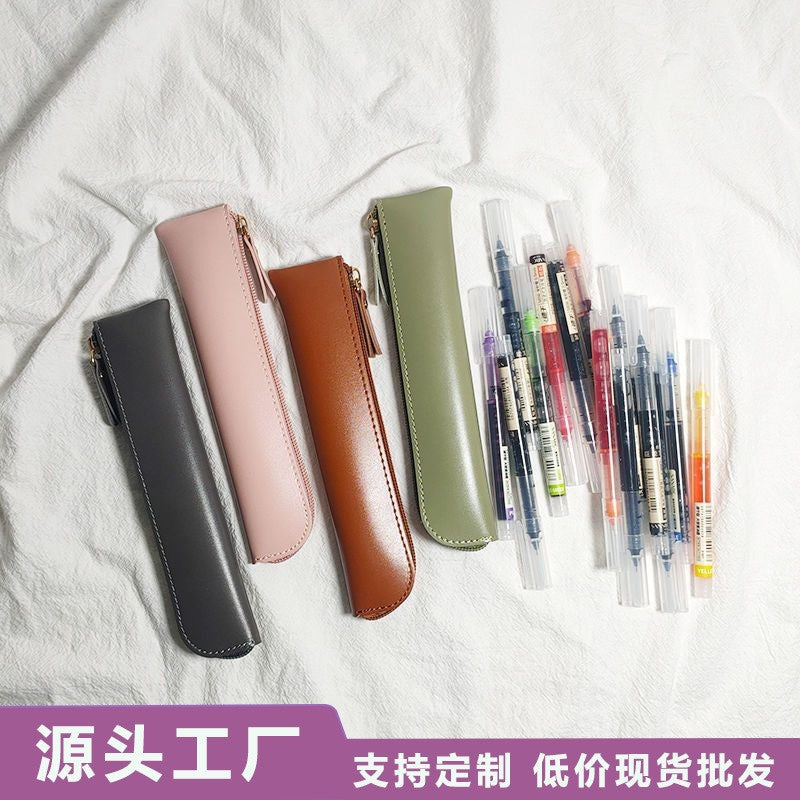 Minimalist Small Capacity Pencil Case for Boys and Girls, Apple Pencil Sleeve, Pen Protective Storage Bag, Leather Pencil Pouch