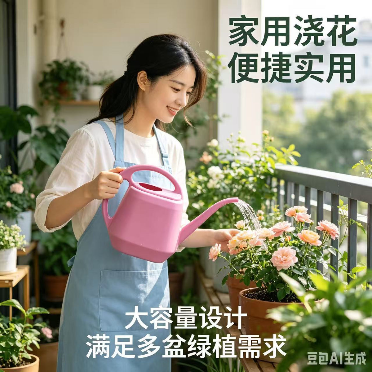 Long Spout Watering Can, 4L Large Capacity, Thickened Plastic for Indoor Outdoor Plants