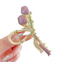 Hand-Painted Floral Hair Claw Clip for Women, Sweet Girls' Temperament Shark Clip for Back of Head