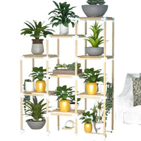Multi-Tier Wooden Plant Stand for Indoor and Balcony Use