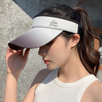 Unisex Summer Outdoor Sports Sun Visor Hat with Wide Brim, Breathable Ice Silk Cooling Topless Design for Cycling, Running, and Travel